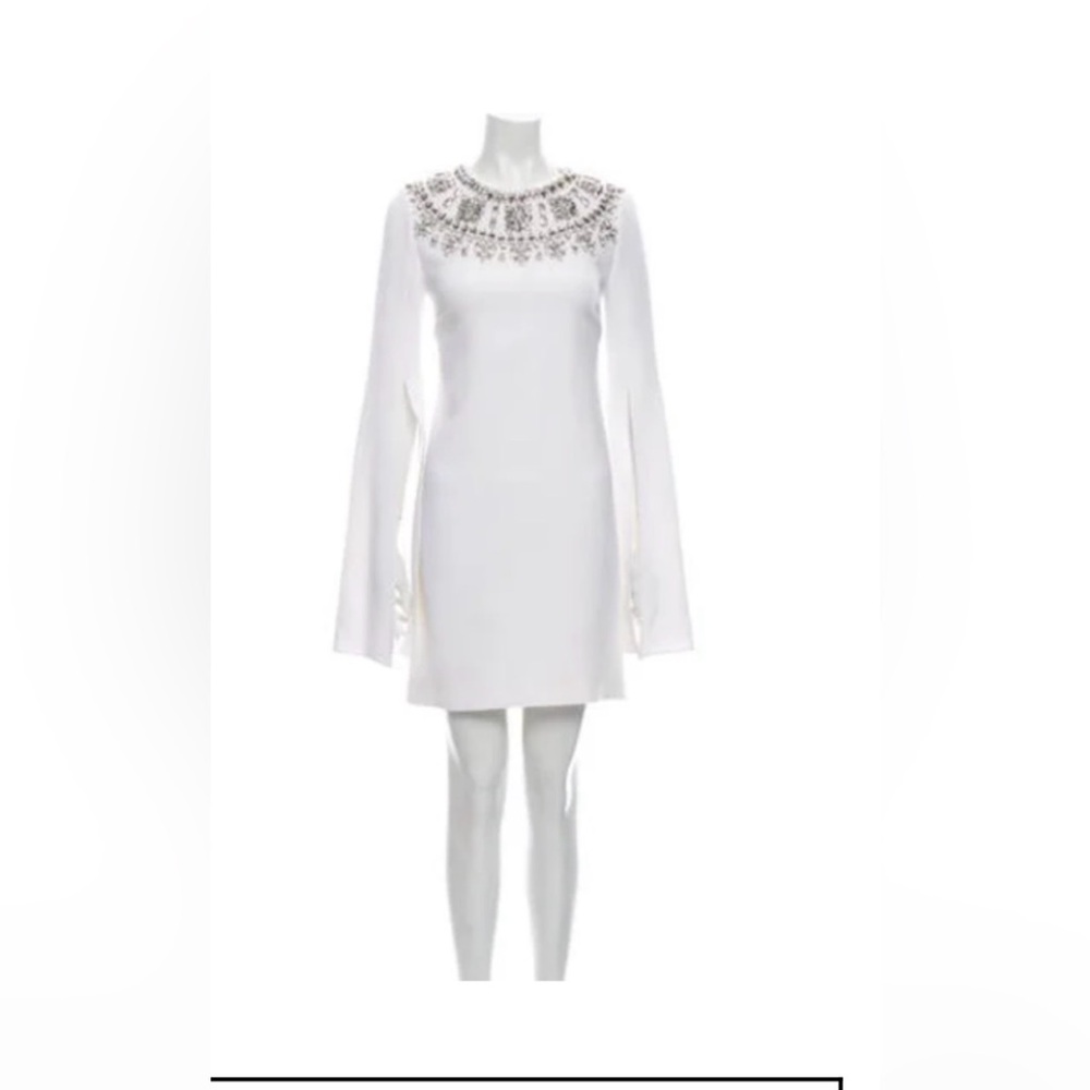 Michael Kors Collection Embellished White Long Sleeve Dress